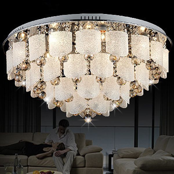 Lampadario di cristallo moderno Luci Lampada di cristallo a LED K9 Cristal Lampadario a sospensione in vetro Decorazione domestica moderna Telecomando 110V 220V