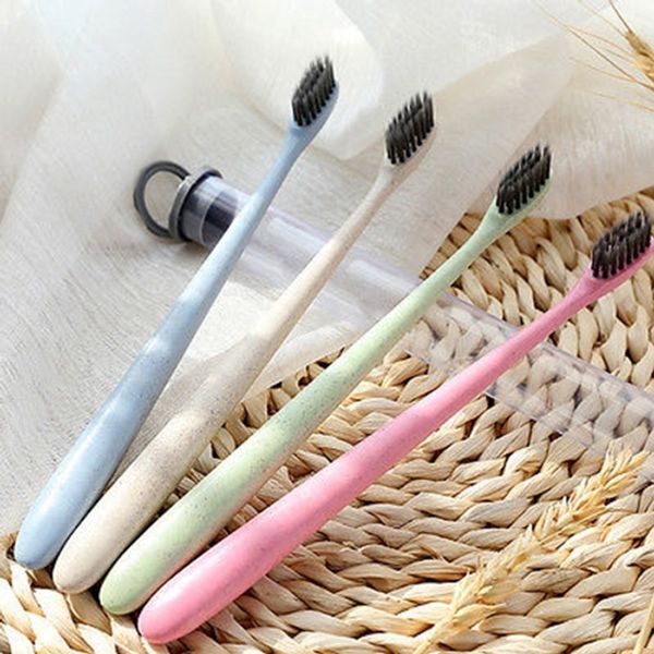 

The portable travel toothbru h wheat oft bamboo charcoal toothbru h tongue cleaner random color 1000pc yya398