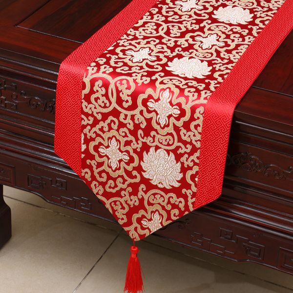 Extra Long 120 Inch Happy Flower Table Runner Patchwork Silk Brocade Coffee Cloth High Quality Dining Pads Placemat 300x33 Cm Room