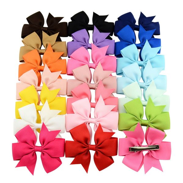 

wholesale- 40pcs/lot 2016 grosgrain ribbon pinwheel bows with clip baby girls' hair accessories boutique bows clips/hairpins 564, Slivery;white