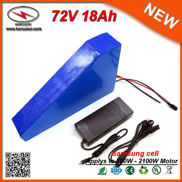 72V Triângulo Ebike bateria 72V 18AH Sam Sung Lithium Ion Battery Pack Para Bicicleta elétrica 72V 2000W