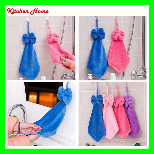 

butterfly design soft coral velvet kitchen cleaning cloth towel cut creative dry hands towel dish cloth