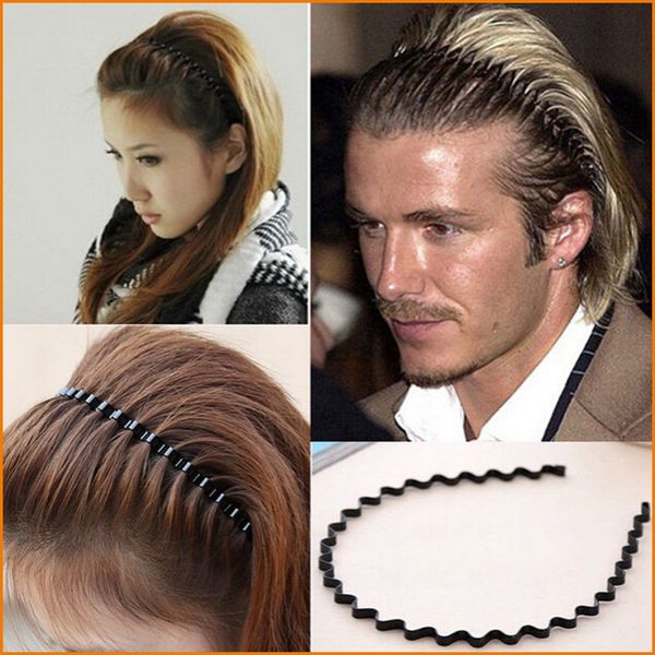 Mens Women Unisex Black Wavy Hair Accessories Head Hoop Band Sport