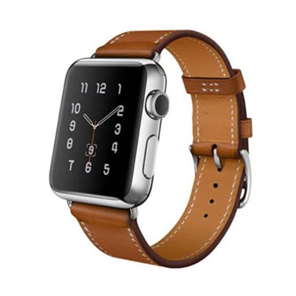

Brown Genuine Leather Band Single Tour Bracelet Watchband / Strap For Apple iWatch 38MM/42MM