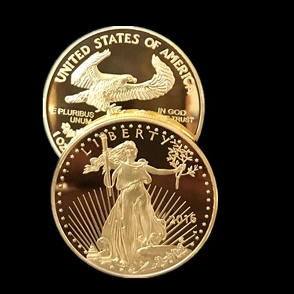 

10 pcs non magneitc the brand new in god trust om 2016 real gold plated liberty souvenir coin 32.6 mm in diameter ing