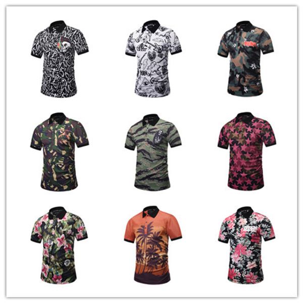 

wholesale new 3d men's polo shirt short sleeved t-shirt size t digital printing short sweat half sleeve t-shirt collar, White;black