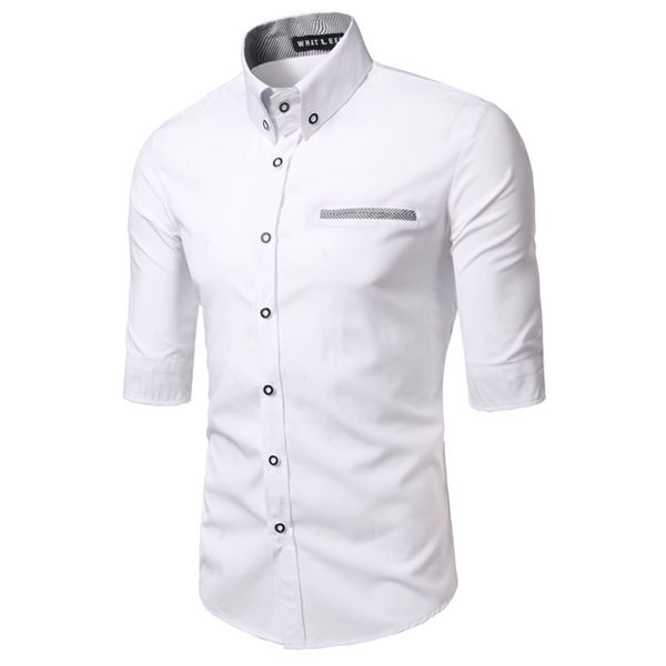 Camisas Venda Quente Primavera Nova Moda Casual Slim Fit Manga Três Quartos Camisas Masculinas Estilos de Lazer Coreano Camisa MXXL C14