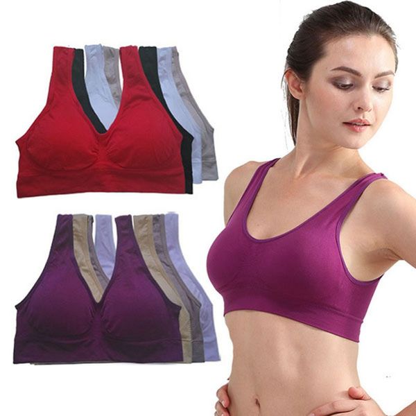

wholesale-summer women sports bra vest padded crop underwear 7 colors no wire-rim bras, Black;white