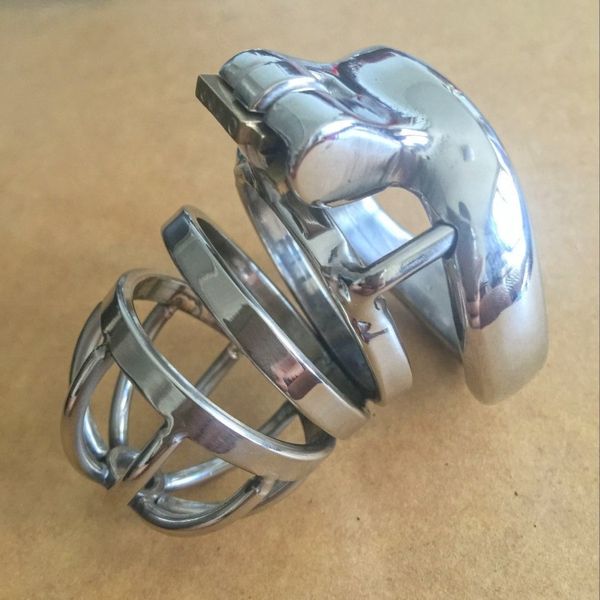 

stainless steel small male chastity device cock cage with curve cock ring toys bondage chastity belt 2016 latest design