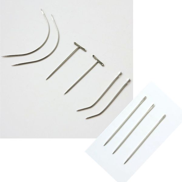 12pcs/Bag Stainless Steel needles Sewing Needles for weaving hair professional hair extensions tools different style