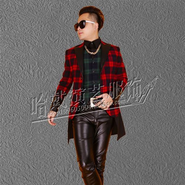 

wholesale-s-xxxl men's brand fashion leather clothing suit jacket clothing dj take dress nightclub singer ing, White;black