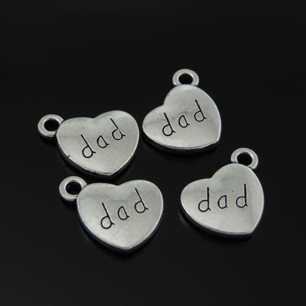 

graceangie 15pc antiqued silver alloy heat with words dad charms pendant 39465 jewelry making, Bronze;silver