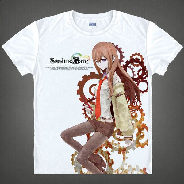 

anime shirt steins gate t-shirts multi-style short makise kurisu shiina mayuri cosplay motivs vintage printed shirts tee-style132-no03, White;black