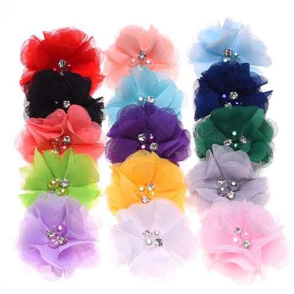 

жемчужина шифон цветок аксессуары для волос цветы оголовье ручной работы цветок волос без заколки hairbow девушка головные уборы для женщин, Black;brown