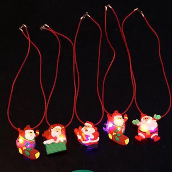 

led lighted toys christmas party lighted toys santa claus snowman necklace kids necklace toys led decorations party gifts, Red;brown