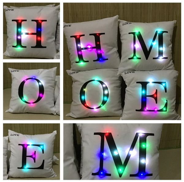 

new fashion led pillowcase household sofa letter pattern pillow case comfortable and soft cushion cover ia929