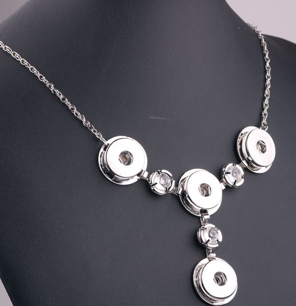 

2017 new alloy noosa diy button women pendant necklace, Silver