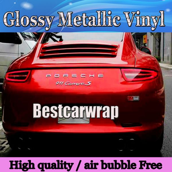 

premium glossy red metallic vinyl blood cherry red gloss car wrapping film with air channel sticker covers size :1.52*20m/roll (5ftx66ft