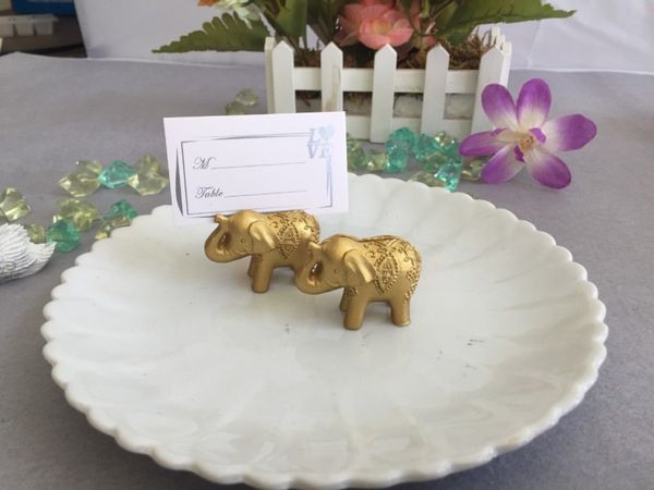 

Golden lucky elephant place card holder holder name number table place wedding favor gift unique party favor