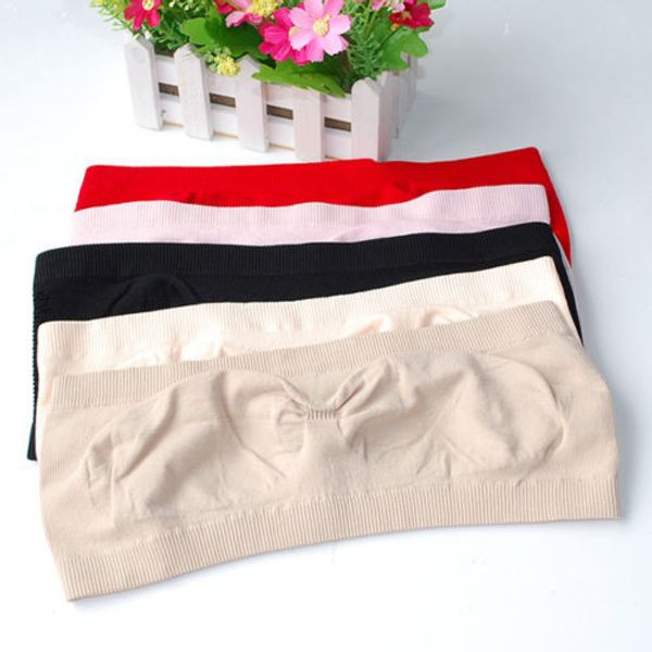 

wholesale-anti all-match wrapped chest underwear breathable mesh short strapless bra women clothing accessories, Red;black