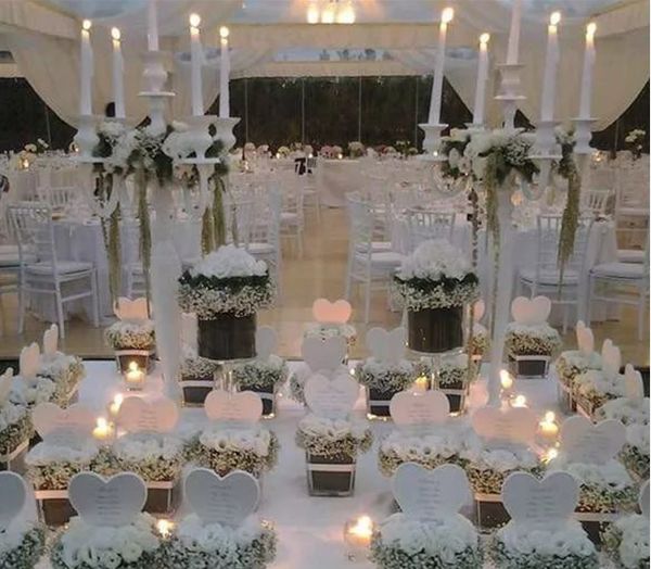 Castiçal elegante de alta qualidade de ferro branco candelabro barato para casamento