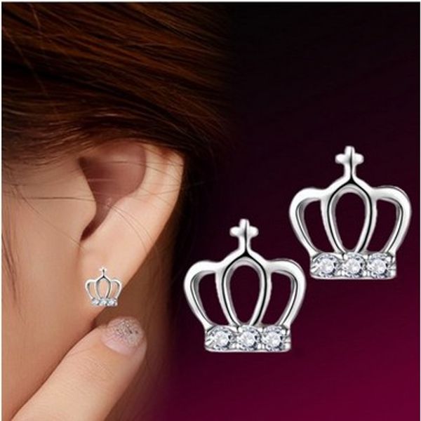 

charm earrings s925 silver sterling earrings crown ear studs ear pins gifts for her, Golden;silver