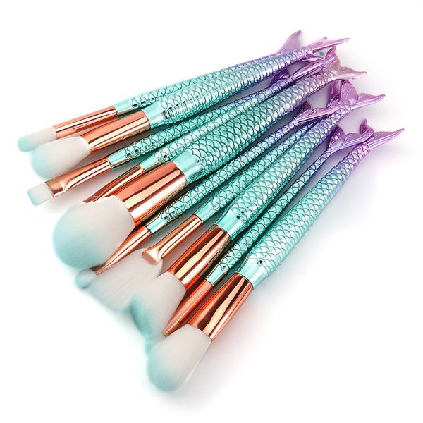 

mermaid color brushes maquiagem 11pcs mermaid brush fish scales make up foundation eyebrow eyeliner blush cosmetic concealer
