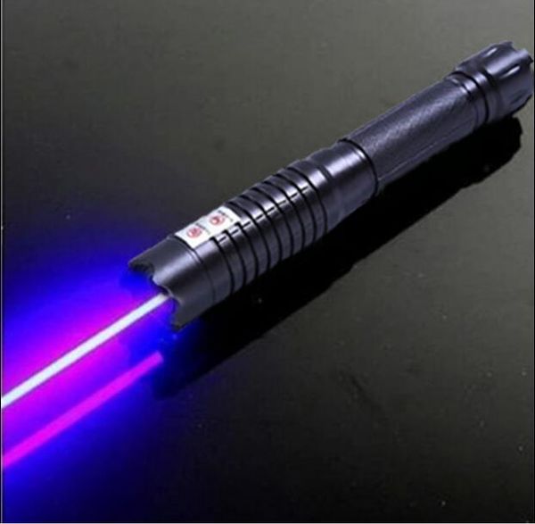 Hoch neueste Qualität Strong Power Militär 200000 m Taschenlampen Blue Laser Pointers 450nm SOS Strahl Taschenlampe Jagd Lehre Lazer 5 Caps