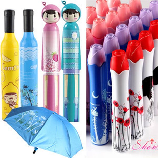 Мода творческий бутылка зонтик /бутылка вина зонтик путешествия складной зонтик дождь солнце ветрозащитный козырек от Солнца DHL бесплатно