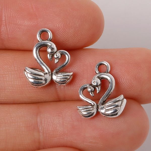

бесплатная доставка 12pcs 13x15mm цинкового сплава серебра антиквариат лебедь diy шармов изготовление ювелирных изделия diy, Bronze;silver