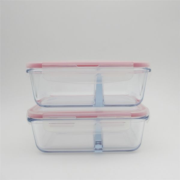1 x 720ml heat resistant glass storage food container with divider microwave pyrex glass lunch boxes