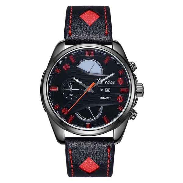 

korean style complex hollow mirror quartz watch ast selling men's leather strap watch, Slivery;brown