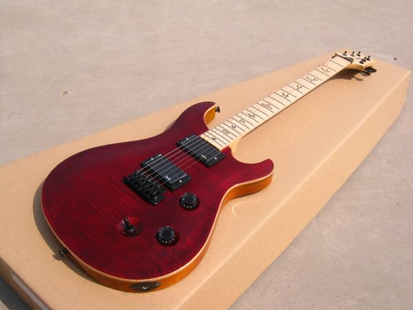 

oem electric guitar guitar rps flame maple body see thru red color