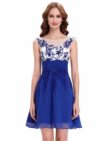 

Elegant Homecoming Dress 2019 Newest Blue Short Cocktail Dresses Appliques Beading Strapless Elegante Dress Prom Dress Custom Made