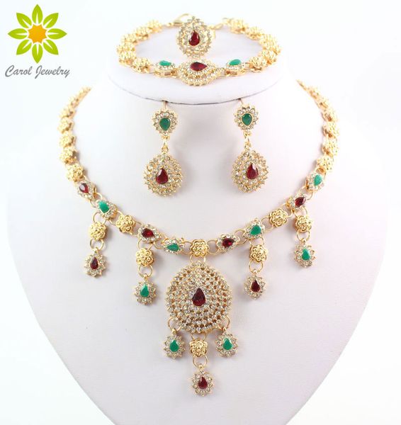 

18K позолоченные ожерелье серьги браслет кольцо комплект ювелирных изделий нигерийские женщины мода партии ожерелья ювелирные наборы