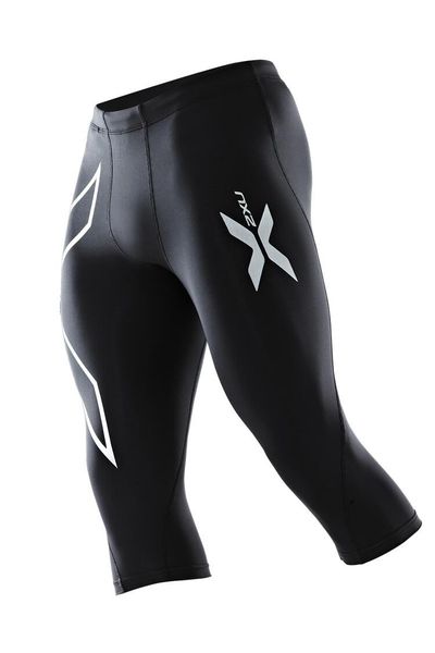 

wholesale-sports brand men's gym clothing 3/4 compression tights pants sweatpants white and black print side