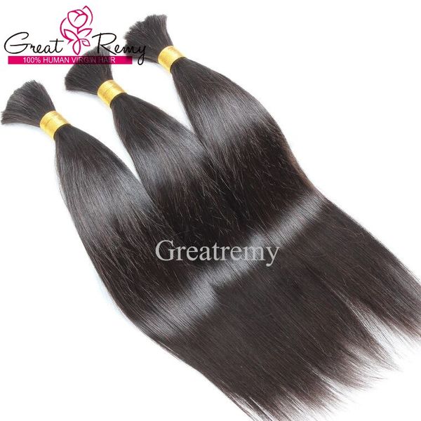 Atacado 10 pçs / lote Não processado Cabelo a granel 8-30inch Brazilian Brazilian Bulk 7A Cor Natural Cor Natural Virgem Cabelo Humano Tecer para Greaturemy