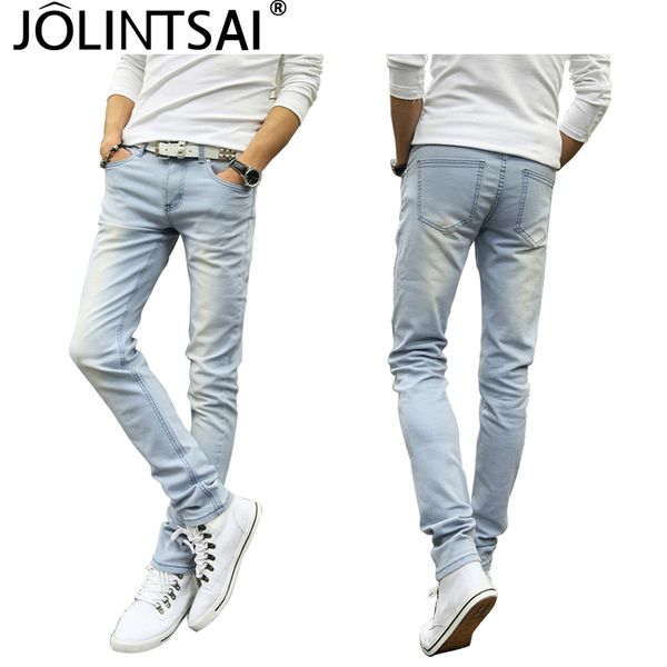 

wholesale-summer jeans men 2016 elastic casual straight biker men's jeans homme mid cowboy denim male pants skinny blue stretch trousers
