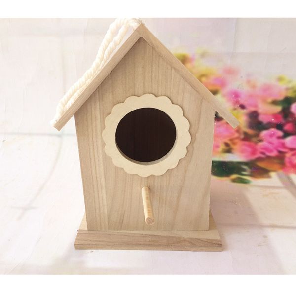 

wholesale-11*9*15cm wood birds nest box breeding parrot munia cockatiels swallows nest outdoors roof wooden bird house