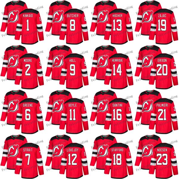 

2017-2018 Season 1 Keith Kinkaid 2 John Moore 6 Andy Greene Brian Strait Will Butcher Taylor Hall 11 Brian Boyle New Jersey Devils Jersey