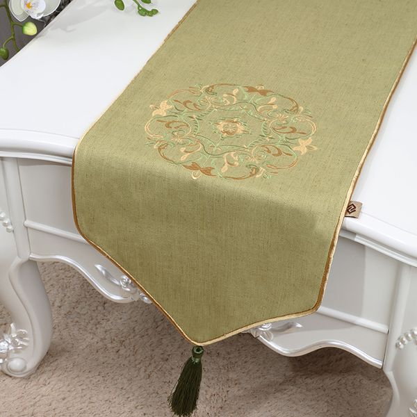 120 polegada Extra Longo Bordado Happy Table Runner High End Lençóis De Algodão Moderno Simples Toalha De Mesa de Estilo Chinês Esteiras De Mesa De Jantar 300x33 cm