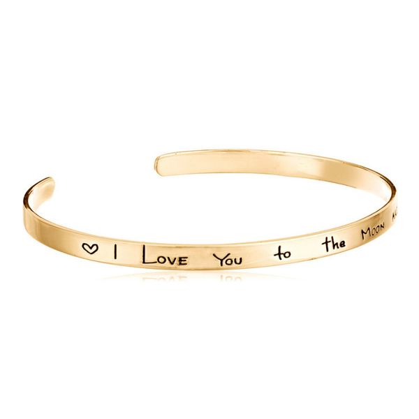 

fashion new stamped letters bangle bracelet jewelry i love you to the moon and back cuff bangles, Black