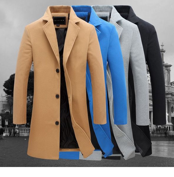 

2016 autumn and winter fashion new men leisure slim trench coat / men's long sleeve young man dust coat size -5xl fy091, Tan;black