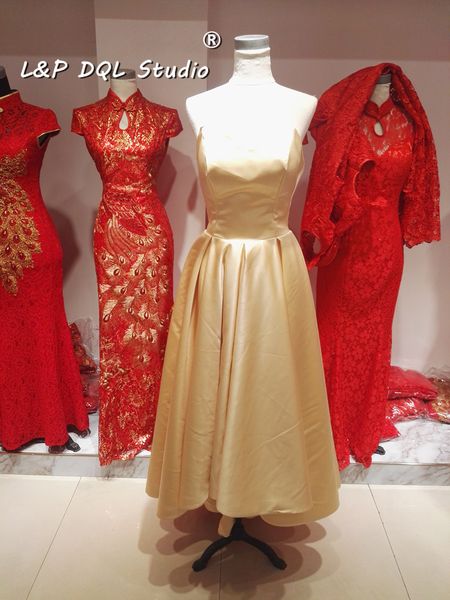 

elegant formal dresses hi lo satin backless evening gowns sweetheart sleeveless long prom dresses original l&p dql studio, Black;red