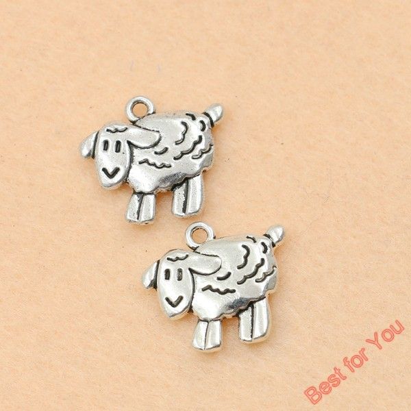 

50pcs antique silver plated sheep charm pendants for jewelry making craft charms handmade jewelry diy accessories 18x16mm jewelry making, Bronze;silver