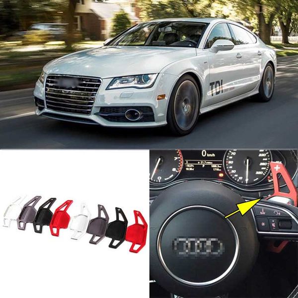 

2pcs brand new alloy add-on steering wheel dsg paddle shifters extension for audi a7