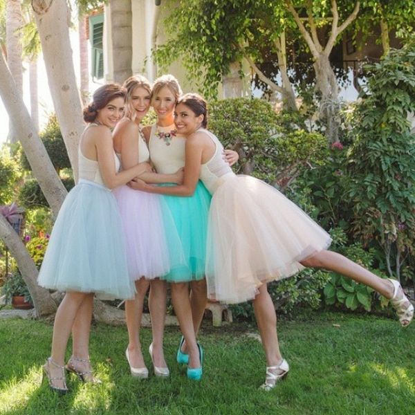 

tutu skirts knee length bridesmaid dresses vestidos de festa light purple custom made tulle women wear skirts wedding party gowns, White;pink
