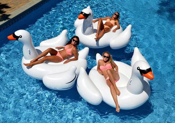 

190cm giant inflatable swan float white big ride on animal toys floating pool adults outdoor swimming infant toy swim ring good price #t6