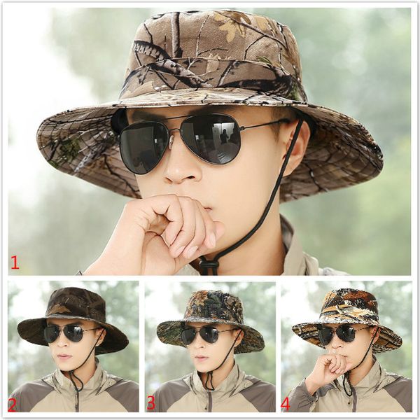 

Camouflage sun net shade military hat breathable fishing hat man outdoor wide edge fisherman hat man