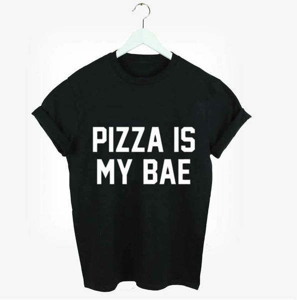 

new t-shirts 2019 fashion fashion pizza is my bae lady letters print women t shirt cotton short sleeves tees, White
